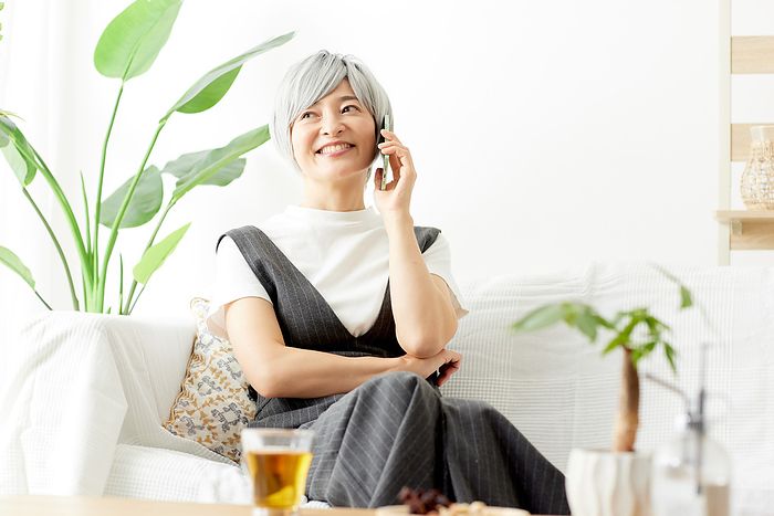 Japanese woman making a phone call