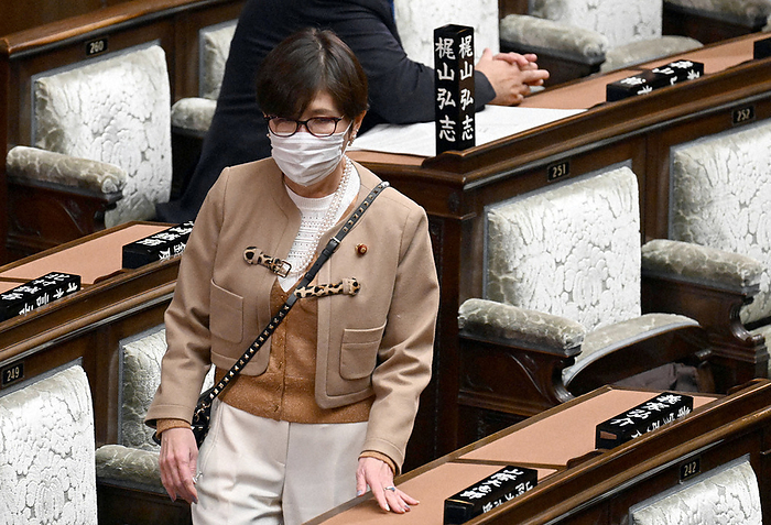 plenary session of the lower house Tomomi Inada, a member of the Liberal Democratic Party of Japan  LDP , arrives at a plenary session of the House of Representatives at 0:59 p.m. on February 9, 2023, in the National Diet.