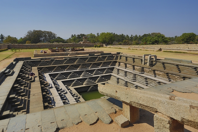 Karnataka, India South India, India, Karnataka State, Hampi City, ruins of Vijayanagar City XV century, W.H., Royal Enclosure, steped tank