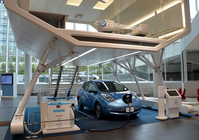 Nissan posts first operating profit decline in four fiscal years Impacted by sluggish performance in China and Europe May 10, 2013, Yokohama, Japan   Nissan s electric vehicle Leaf sits at the spacious showroom of its head office in Yokohama, south of Tokyo, on Friday, May 10, 2013. Nissan reported the slowest annual profit growth among Japanese automakers as a Sino Japanese political dispute backfired, hitting Japan s No. 2 automaker hard when Chinese consumer began to boycott Japanese products in September last year.   Photo by Natsuki Sakai AFLO  AYF  mis 