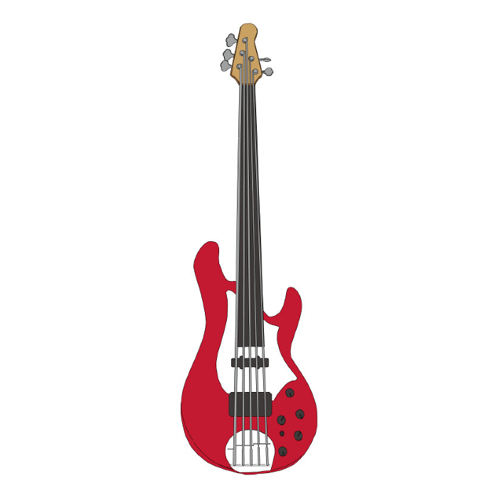clip art of simple and realistic 5-string bass guitar.