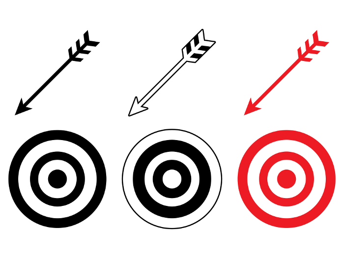 Set of 6 hazy target and arrow icons