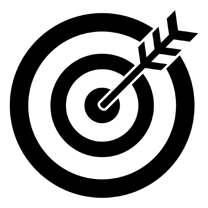 Icon of an arrow stuck in a hazy target Monotone