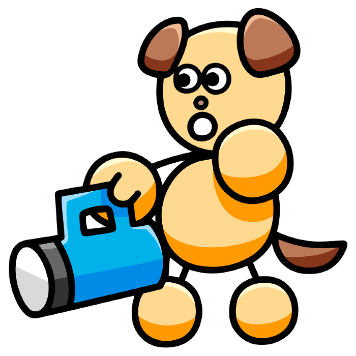 Clip art of wan-maru who found something with a flashlight(reversible version) dog