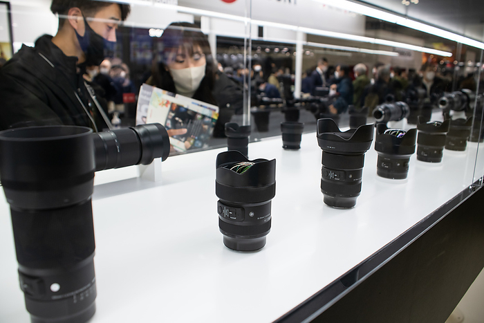 CP  Camera   Photo Imaging Show 2023 Sigma lenses and cameras: February 24, 2023, Yokohama, Japan: Visitors gather at the CP  Camera   Photo Imaging Show 2023 in Yokohama, Japan. CP  is the biggest camera and photo imaging trade show in Japan. This year s edition is back to a real location after four years of cancellations and online only attendance due to the COVID 19 pandemic. The CP  2023 is held both at Pacifico Yokohama and online in a hybrid form from February 23rd to 26th.  Photo by Francesco Libassi AFLO 