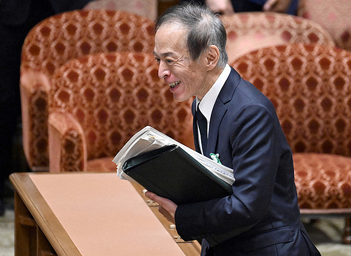 Hearings from candidates for BOJ Deputy Governor Kazuo Ueda, a candidate for the next Bank of Japan governor, leaves the committee room after a meeting of the House of Representatives House Steering Committee, at 0:17 p.m. on February 24, 2023 in the National Diet.
