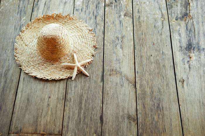 Straw hat and starfish Summer/vacation image
