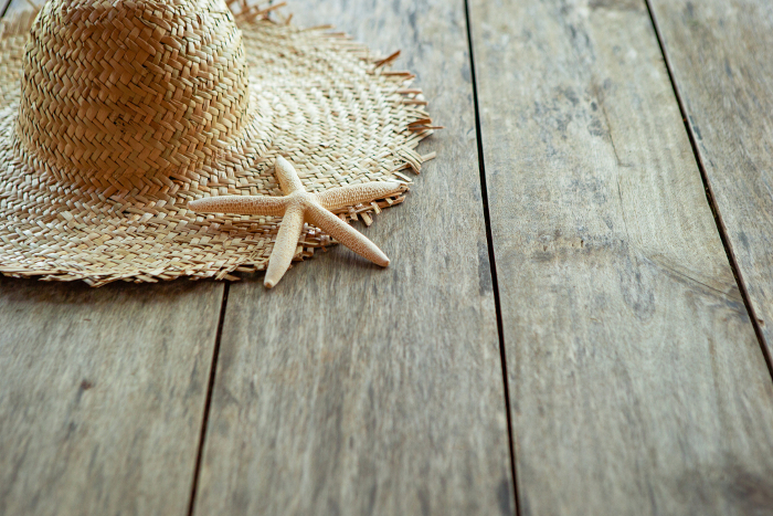 Straw hat and starfish Summer/vacation image