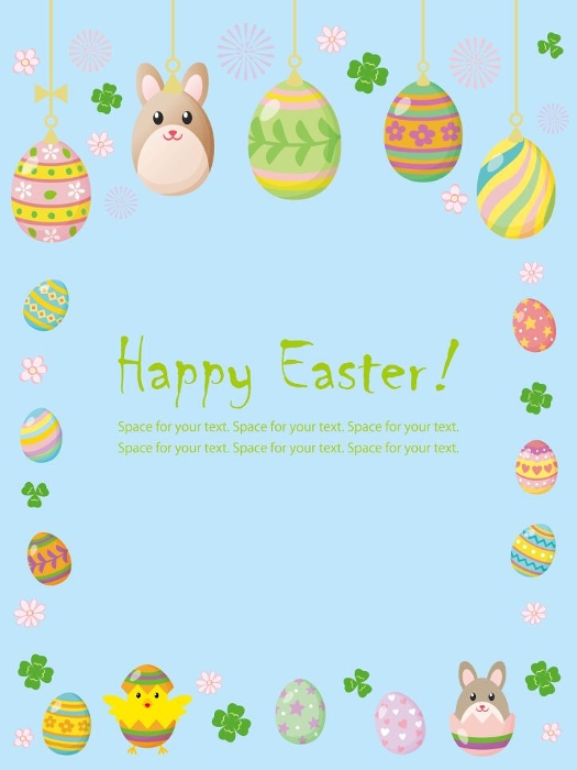 Background Illustration of Easter Rabbit and Eggs