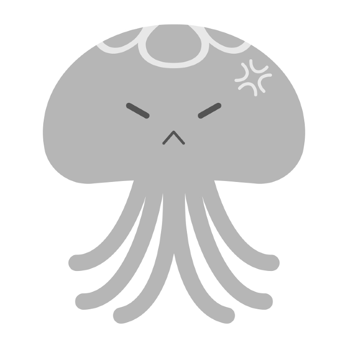Loose jellyfish Angry Grayscale