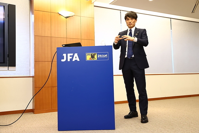 Japan Football Association Announces New Slogan for Japan National Team JFA General Secretary Tsuneyasu Miyamoto attends a press conference to unveil their new slogan  COURAGE for DREAM  at JFA House in Tokyo, Japna, March 9, 2023.  Photo by JFA AFLO 