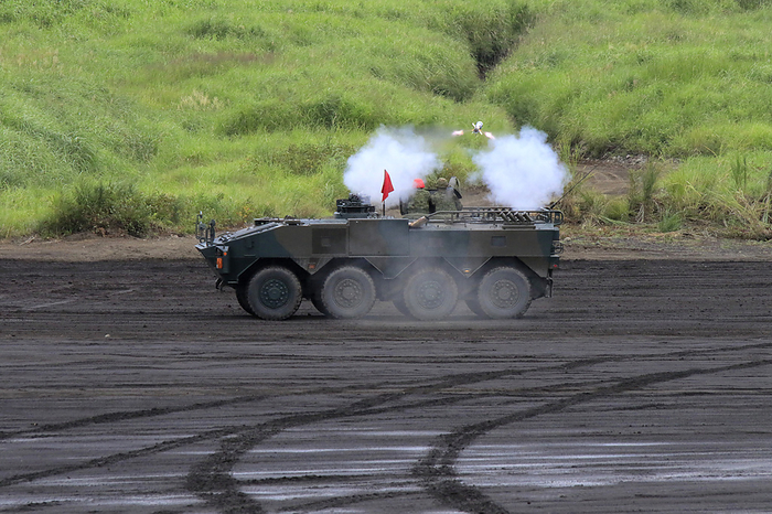 Missile launch of a Type 96 armored vehicle Taken at Higashi Fuji Training Area