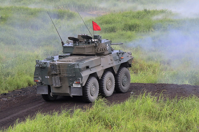 Type 87 reconnaissance and warning vehicle firing Taken at Higashi Fuji Training Area