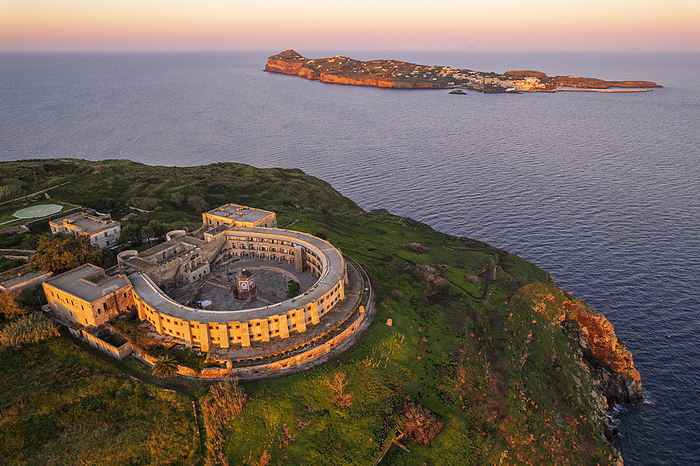 The prison on top of Santo Stefano island with Ventotene on the back, Pontine Islands, Latina province, Latium, Italy, Europe The prison on top of Santo Stefano island with Ventotene in the background, Pontine Islands, Latina province, Lazio, Italy, Europe, by Paolo Graziosi