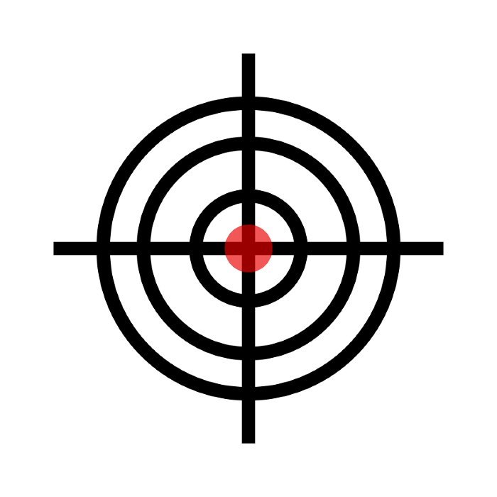 Red gun sight icon. Aim. Vector.