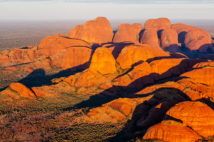 Australia Kata Tjuta at sunrise from helicopter, Aerial View, Red Center. Northern Territory, Australia. Photo by: Francesco Iacomino