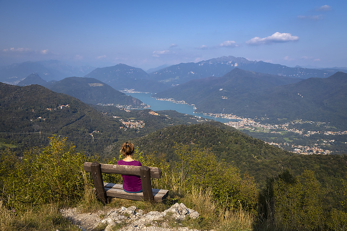 Ticino, Switzerland View from the top of the Poncione di Ganna mountain towards Canton Ticino in Switzerland and Lake Lugano. Cuasso al Monte, Varese district, Lombardy, Italy.. Photo by: Mirko Costantini