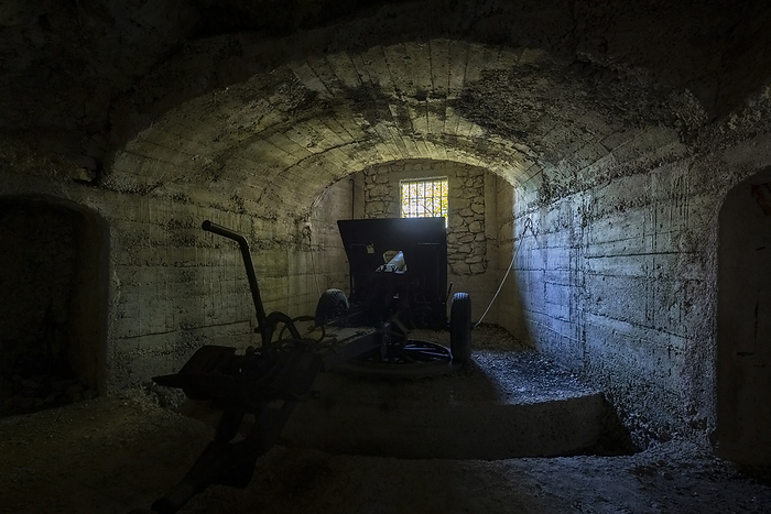 Italy View of an artillery position in a bunker of the fortifications of Linea Cadorna on Monte Orsa and Monte Pravello. Viggi , Varese district, Lombardy, Italy.. Photo by: Mirko Costantini