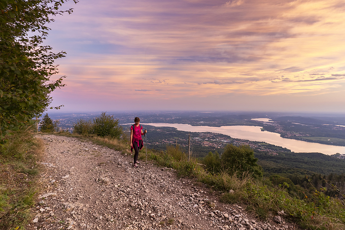 Italy View of the trail to the viewpoint called Forte di Orino, a part of Linea Cadorna and Lake Varese. Campo dei Fiori, Varese, Parco Campo dei Fiori, Lombardy, Italy.. Photo by: Mirko Costantini