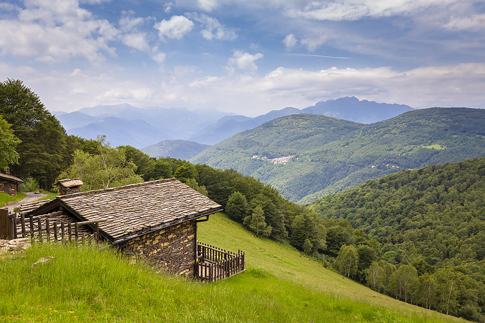 Italy View of the mountain village of Alpone di Curiglia. Curiglia con Monteviasco, Veddasca valley, Varese district, Lombardy, Italy.. Photo by: Mirko Costantini