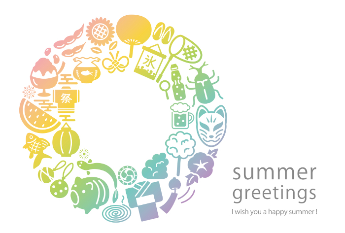 Japanese Summer Icon Pattern Photo Frame Shochu-Sympathy Template