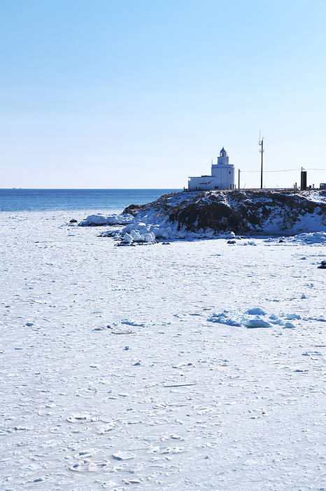 Cape Nosabu Lighthouse and drift ice Hokkaido  1 C