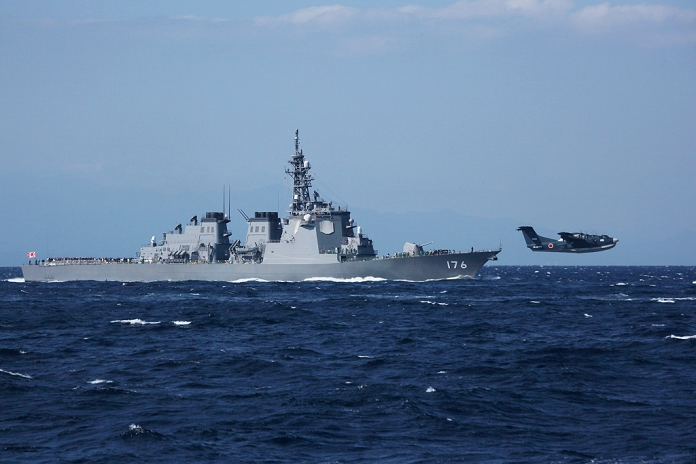 Sagami Bay, Kanagawa, Japan Self-Defense Forces Self-Defense Force destroyer Chokai US-2