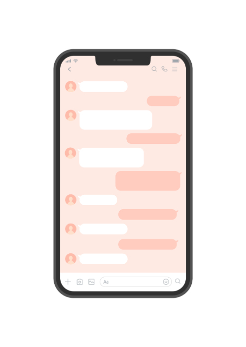 Simple and cute smartphone talk screen - image of smartphone messaging app - pink