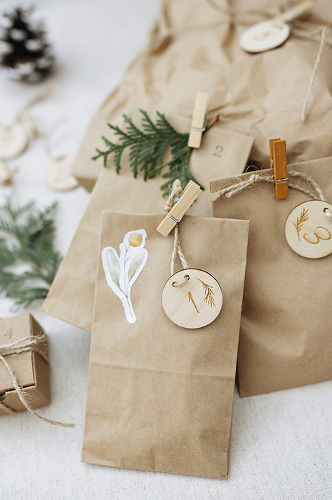 Paper bags prepared for advent calendar