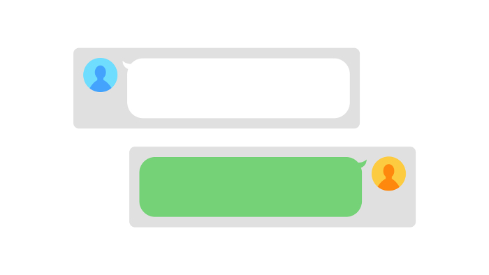 Illustration of a smartphone chat screen for two - simple message app callout