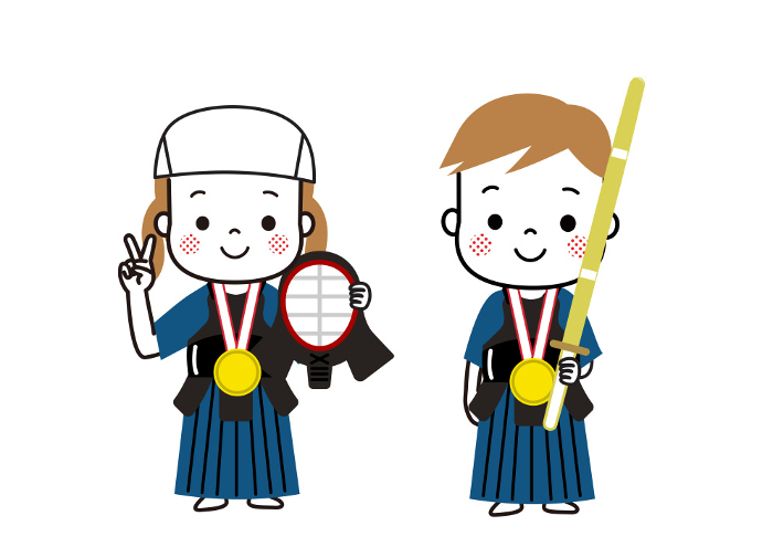 Children are overjoyed to receive gold medals Kendo