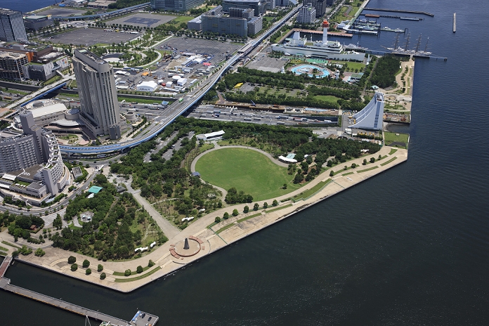 Tokyo 2020 Olympic Games Preview Shiokaze Park Beach Volleyball General view, JUNE 27, 2013 : Shiokaze Park  Aerial view of the planned Tokyo Olympics site, which will host beach volleyball   Photo by AFLO 