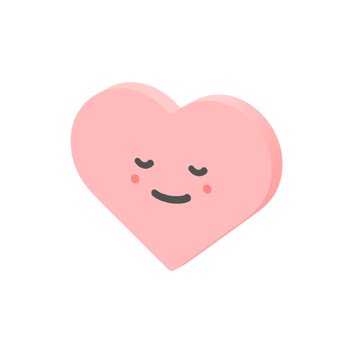 Heart line icon with eyes closed and smiling - image of love, liking and mental health