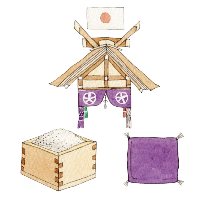 Honjo Sumo tournament Item Watercolor Ukiyoe style Illustration
