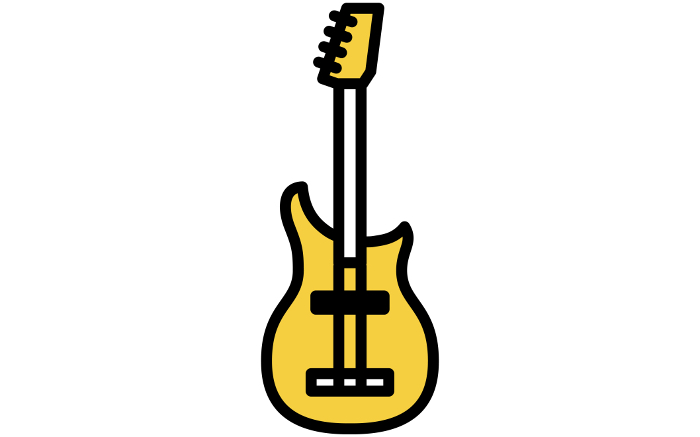 Music, simple bass icon (bassist)