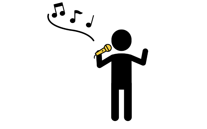 Simple pictogram of music, band vocalist, singer