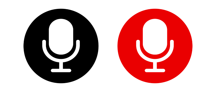 Black and red microphone icon set. Voice and sound. Vector.