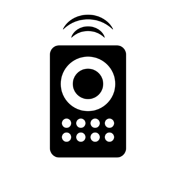 Silhouette icon of remote controller and wireless radio wave. Vector.