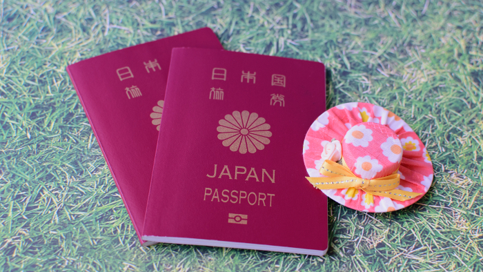 Japanese passport, travel images, summer vacation abroad, memories of fun sightseeing, departure and arrival,