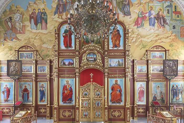 Russian Orthodox cathedral of the Holy Resurrection, Iconostasis, Bishkek, Kyrgyzstan Russian Orthodox Cathedral of the Holy Resurrection, Iconostasis, Bishkek, Kyrgyzstan, Central Asia, Asia, by G M Therin Weise