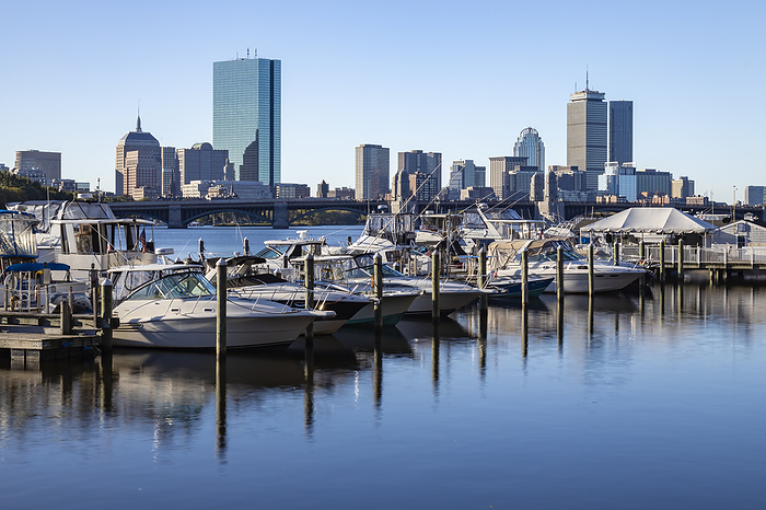 Boston Skyline with Boats in Marina Boston Skyline with Boats in Marina, Boston, Massachusetts, New England, United States of America, North America, by Hugh Howarth