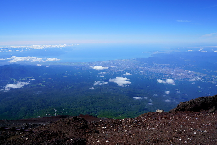Suruga Bay and Fuji City as seen from the top of Mt.