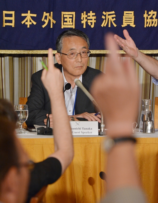 Press Conference on Contaminated Water Issue, etc. Chairman Tanaka of the Nuclear Regulatory Commission September 2, 2013, Tokyo, Japan   Shunichi Tanaka, chairman of Japan s Nuclear Regulation Authority, fields questions during a news conference at Tokyo s Foreign Correspondents  Club of Japan on Monday, September 2, 2013, Tanaka heads NRA, the organization created last year out of the ashes of the discredited Nuclear and Industrial Safety Agency bring order to the nation s nuclear crisis caused by the the stricken Fukushima No. 1 nuclear plant located some 215 km northeast of Tokyo.   Photo by Natsuki Sakai AFLO  AYF  mis 