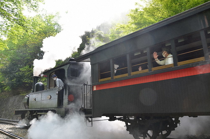 Japan s oldest steam locomotive, Steam Locomotive No. 12, which resumed operation Japan s oldest steam locomotive, Steam Locomotive No. 12, which has resumed operations, at Museum Meiji mura in Inuyama City, Aichi Prefecture, April 20, 2023, 1:35 p.m. Photo by Shinichiro Kawase