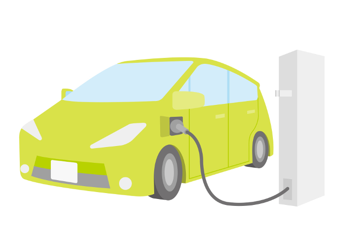 Clip art of green electric car charging_3