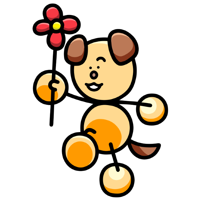 Clip art of dog skipping with flower(reversible version) dog