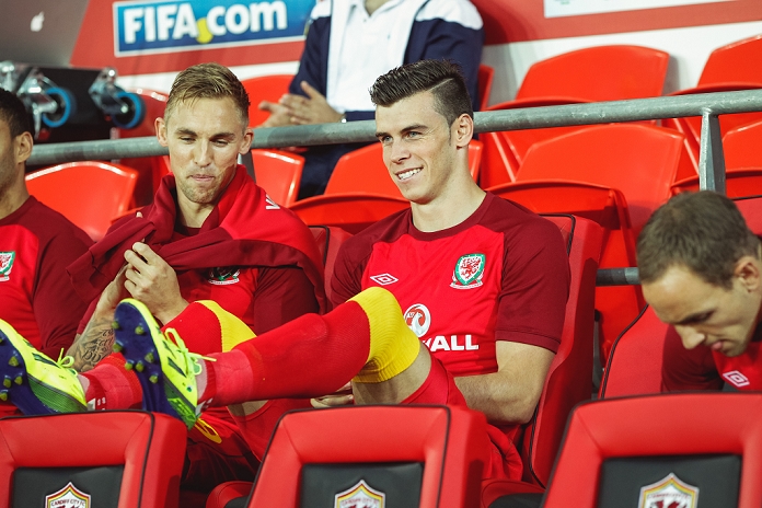 2014 FIFA World Cup European Qualifiers Gareth Bale, Jack Collison  WAL , SEPTEMBER 10, 2013   Football   Soccer : Gareth Bale and Jack Collison of Wales during FIFA World Cup Brazil 2014 Qualifier European Zone Group A match between Wales and Serbia at Cardiff City Stadium in Cardiff, Wales.  Photo by AFLO 