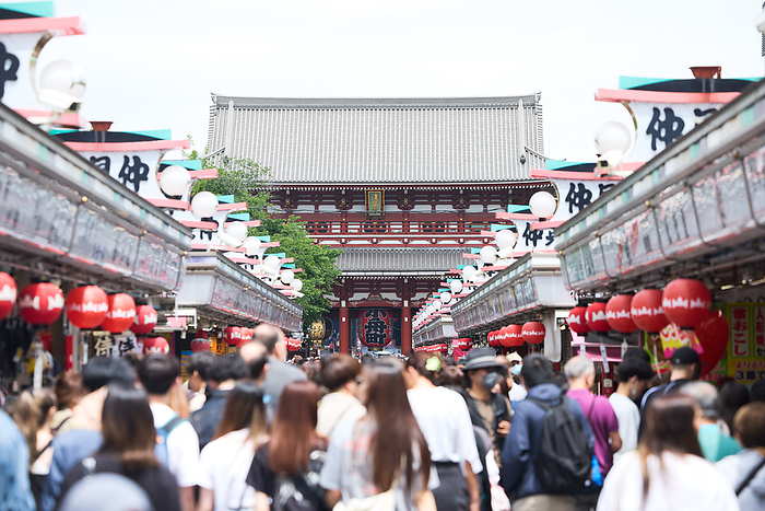 Spring vacation week in Japan Foreign tourists walk at the Nakamise shopping street, an approach to the Sensoji temple, Tokyo in Japan on May 1, 2023.  Yohei Osada AFLO 