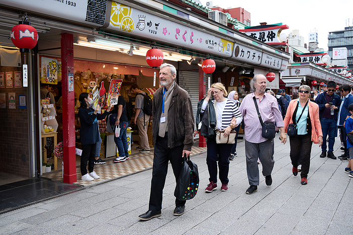 2023 Golden Week New Corona waterfront measures lifted Foreign tourists visit at Nakamise shopping street, an approach to the Sensoji temple in Asakusa entertainment district, Tokyo in Japan on May 1, 2023.  Yohei Osada AFLO  