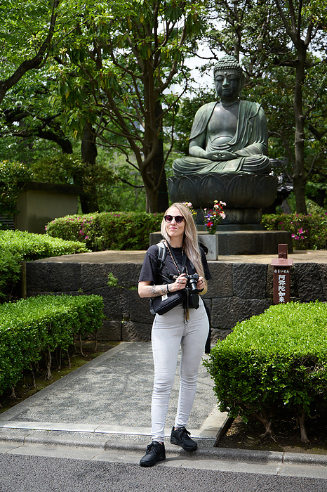 Spring vacation week in Japan A foreign tourist visits at the Sensoji temple in Asakusa entertainment district, Tokyo in Japan on May 1, 2023.  Yohei Osada AFLO 